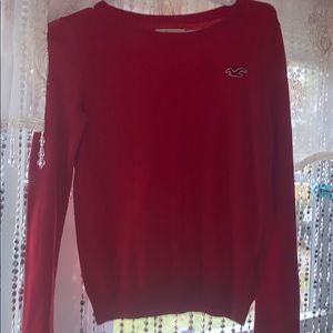 Red knitted hollister crew neck